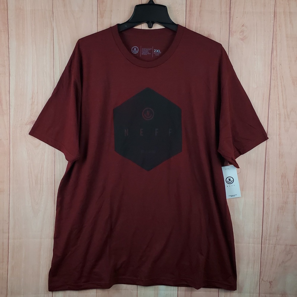 Neff T Shirt Mens 2XL Red Badge Logo Spellout Graphic Cotton Everyday Wear